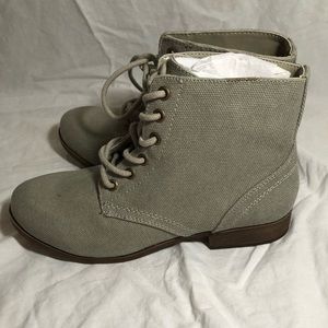 Olive green lace up booties